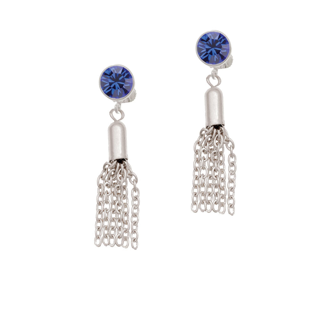 Small Tassel Crystal Clip On Earrings Image 7