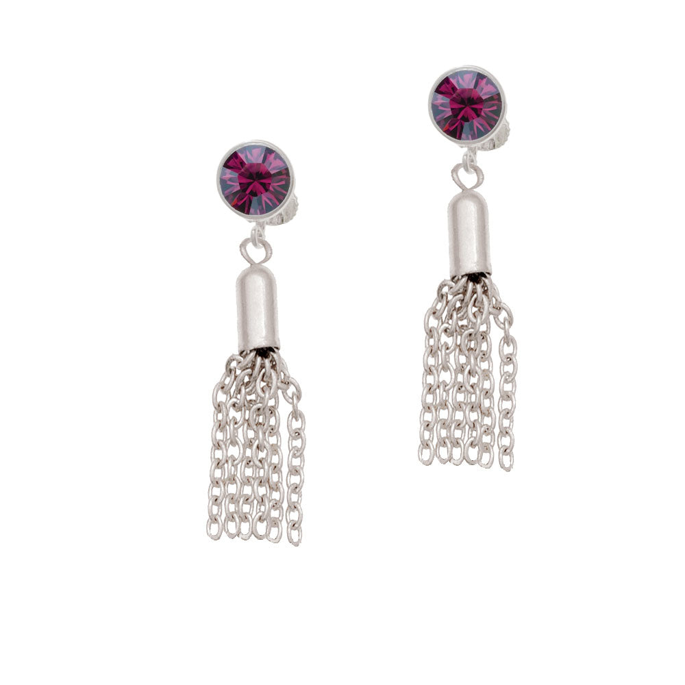 Small Tassel Crystal Clip On Earrings Image 8