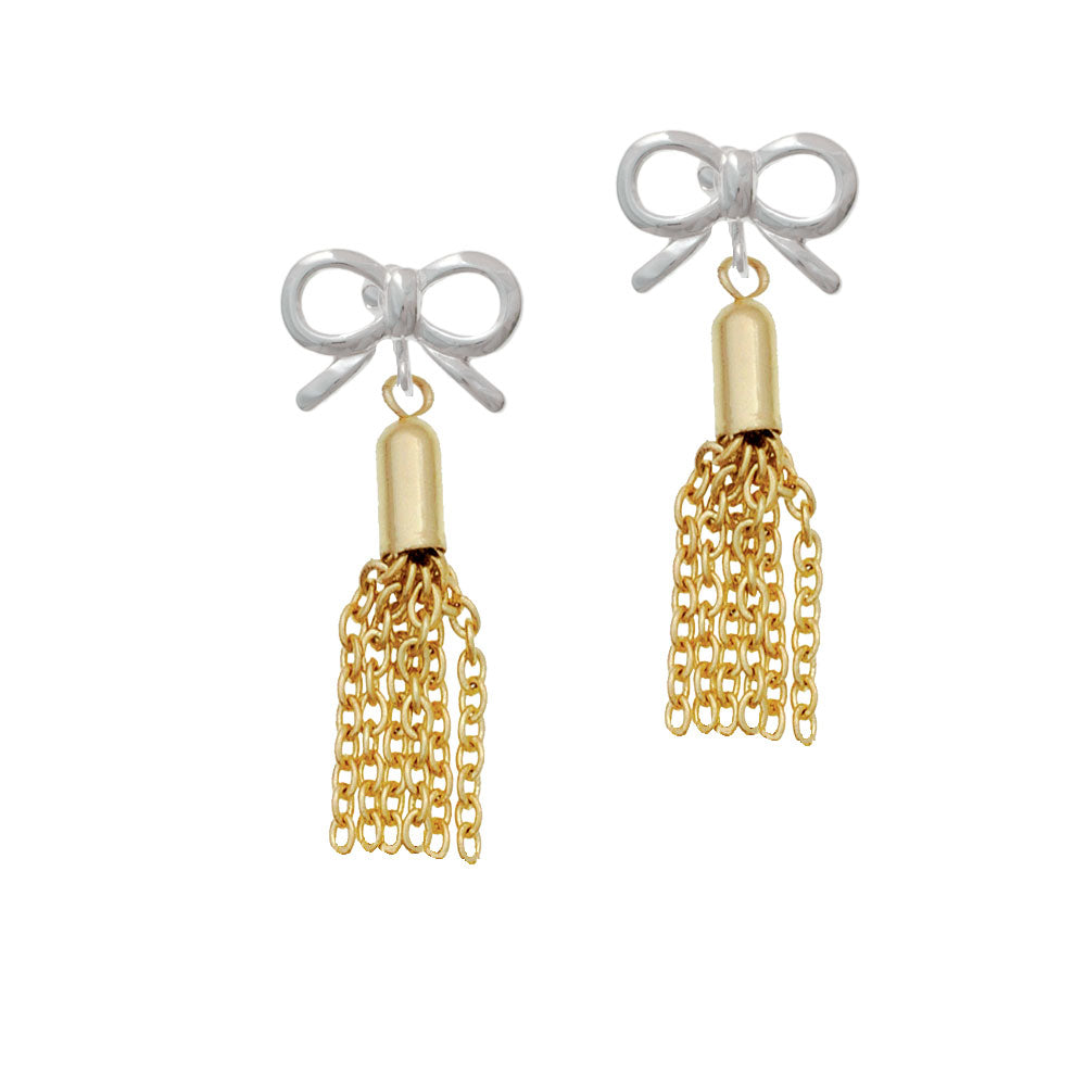 Small Gold Tone Tassel Crystal Clip On Earrings Image 9