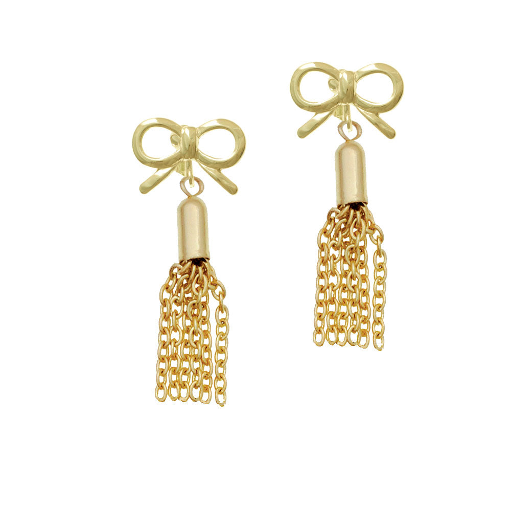 Small Gold Tone Tassel Crystal Clip On Earrings Image 10