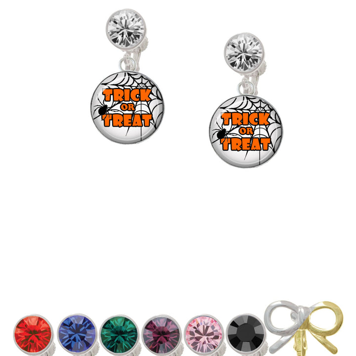 Domed Trick or Treat Crystal Clip On Earrings Image 1