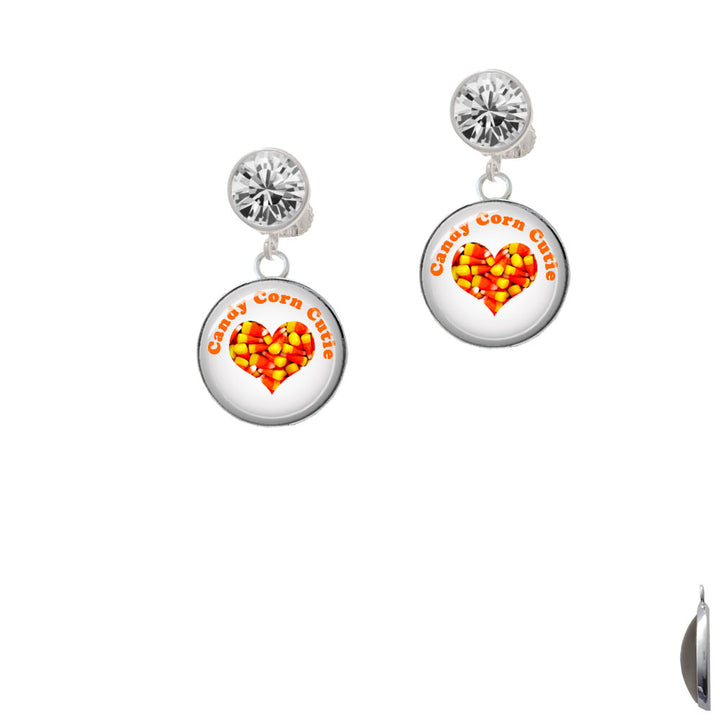 Domed Candy Corn Cutie Crystal Clip On Earrings Image 2