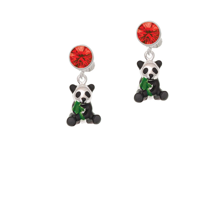 Enamel Sitting Panda Crystal Clip On Earrings Image 4