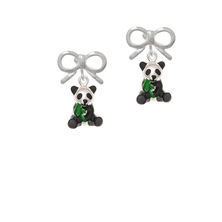 Enamel Sitting Panda Crystal Clip On Earrings Image 9