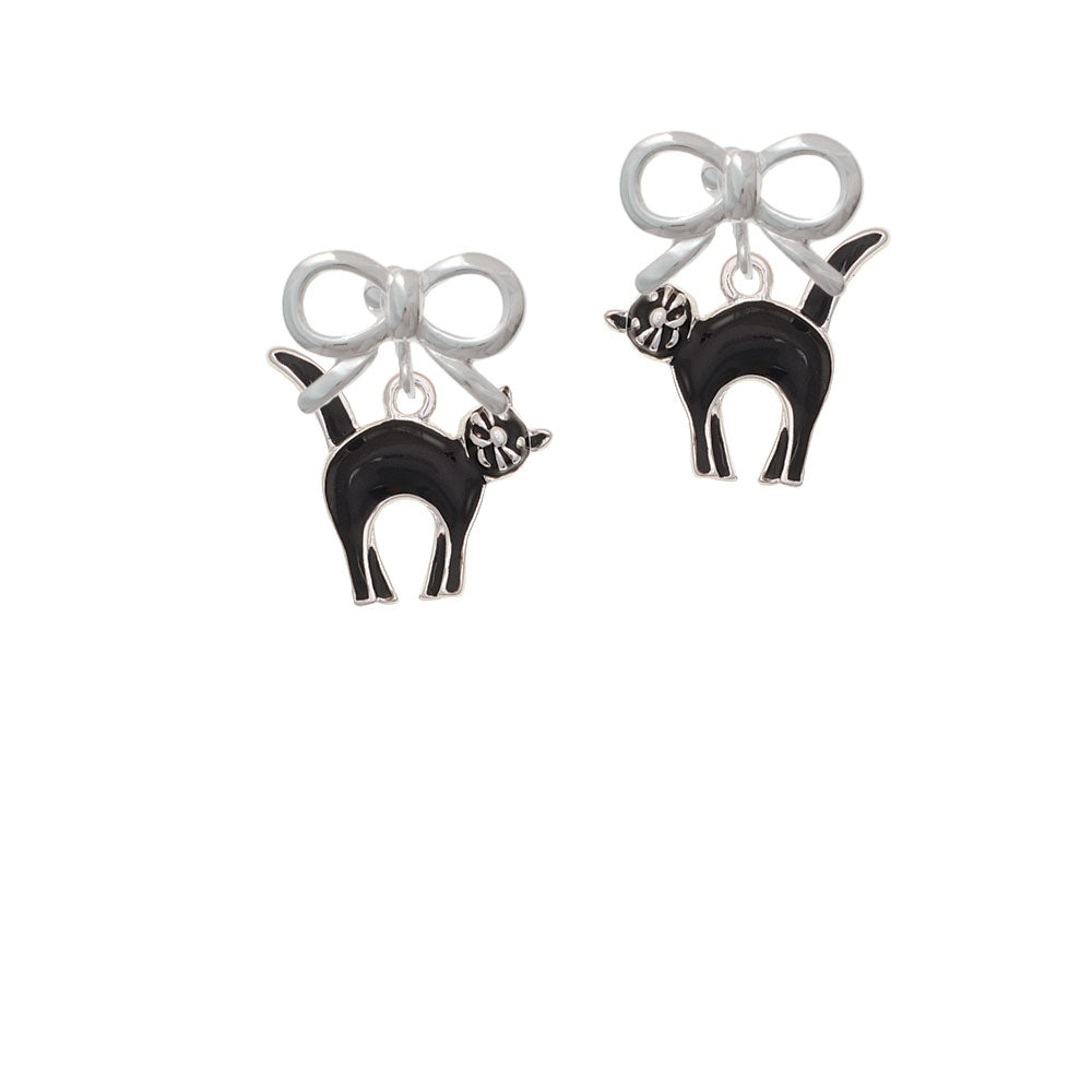 Black Standing Cat Crystal Clip On Earrings Image 9