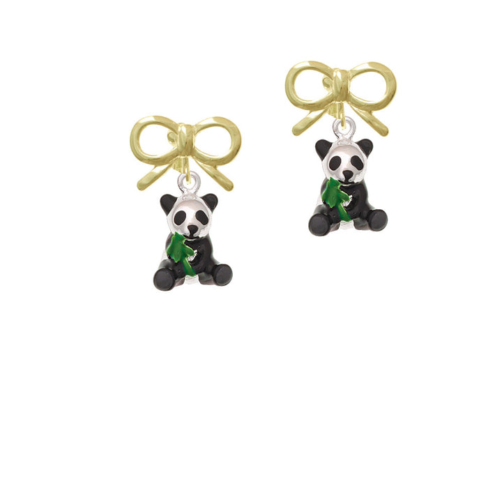 Enamel Sitting Panda Crystal Clip On Earrings Image 10