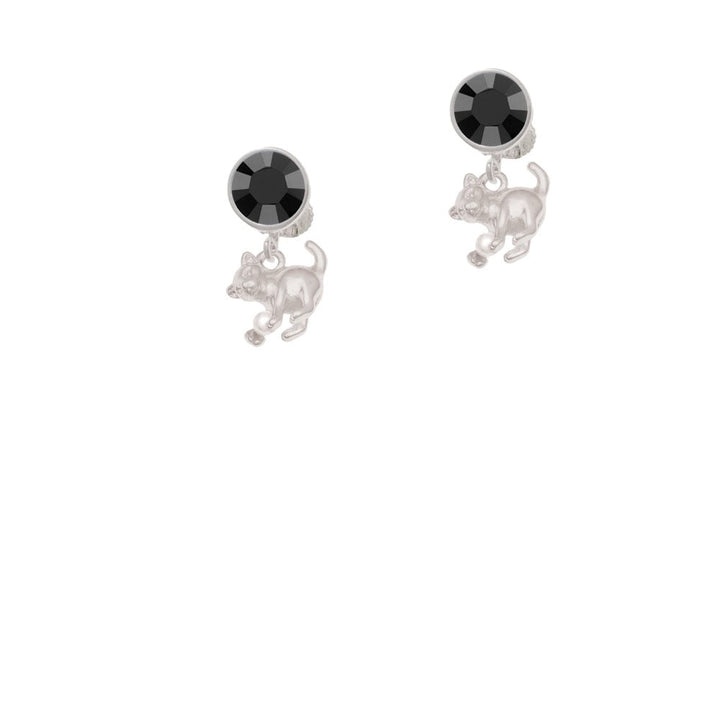 Cat with Yarn Crystal Clip On Earrings Image 1