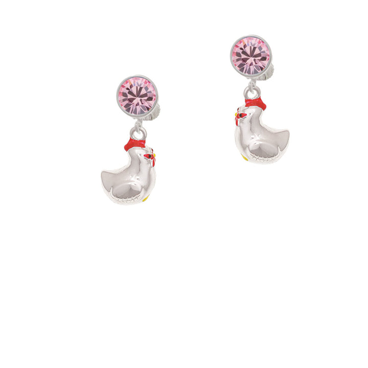 Chicken 3-D Crystal Clip On Earrings Image 4