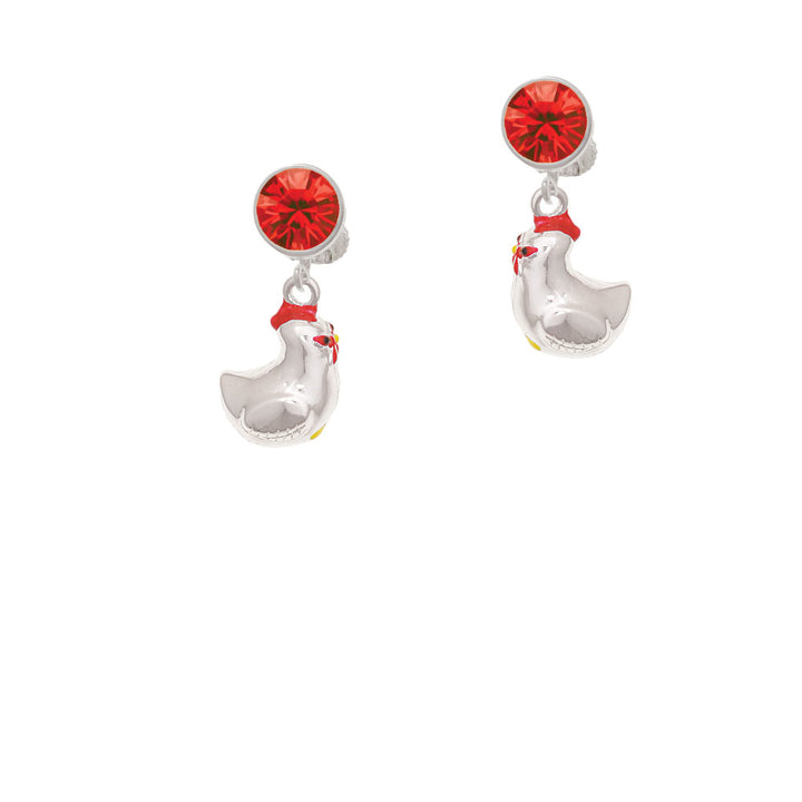 Chicken 3-D Crystal Clip On Earrings Image 4