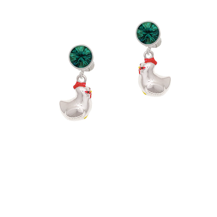 Chicken 3-D Crystal Clip On Earrings Image 6