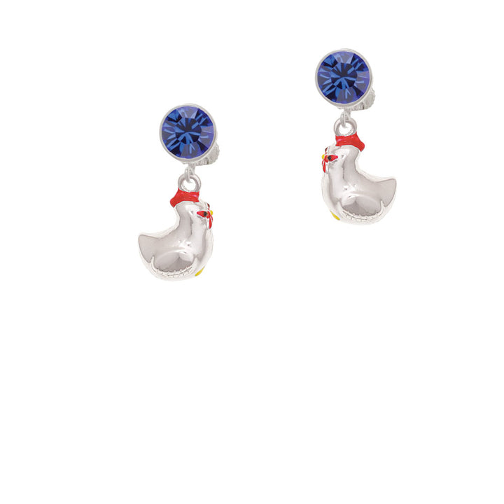 Chicken 3-D Crystal Clip On Earrings Image 7