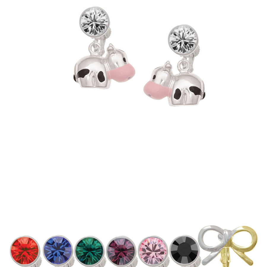 Spotted Cow Crystal Clip On Earrings Image 1