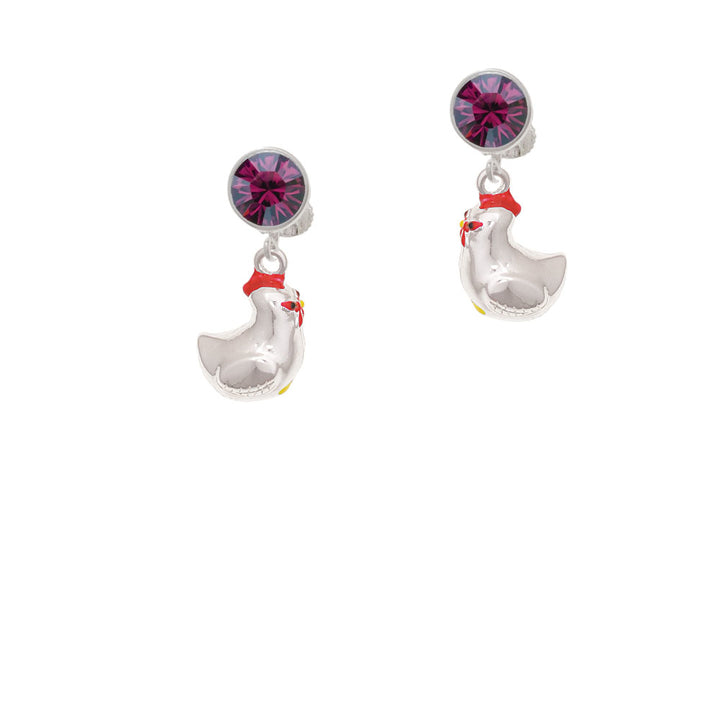 Chicken 3-D Crystal Clip On Earrings Image 8