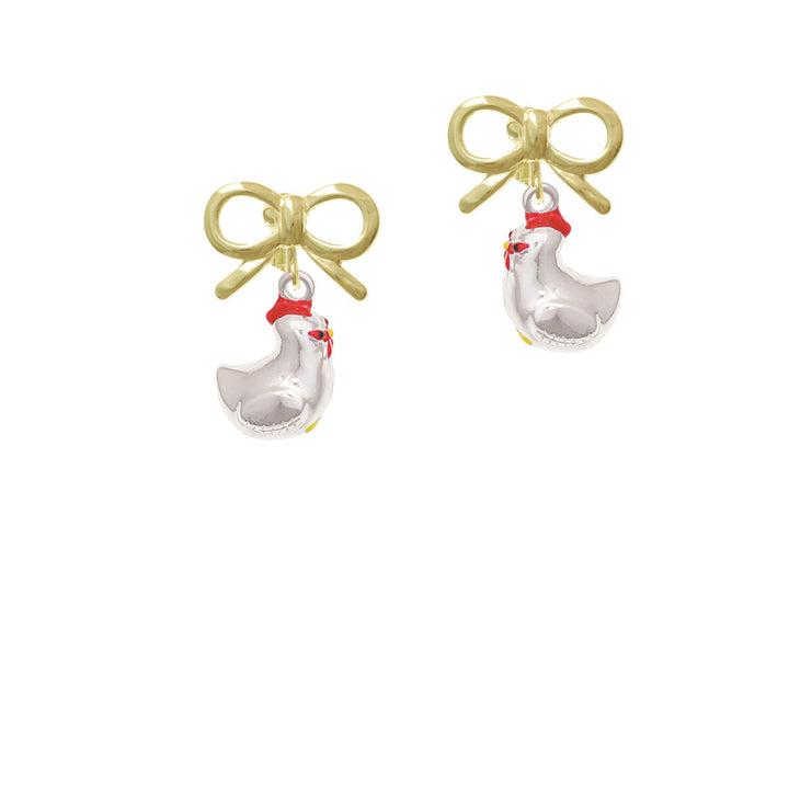 Chicken 3-D Crystal Clip On Earrings Image 10