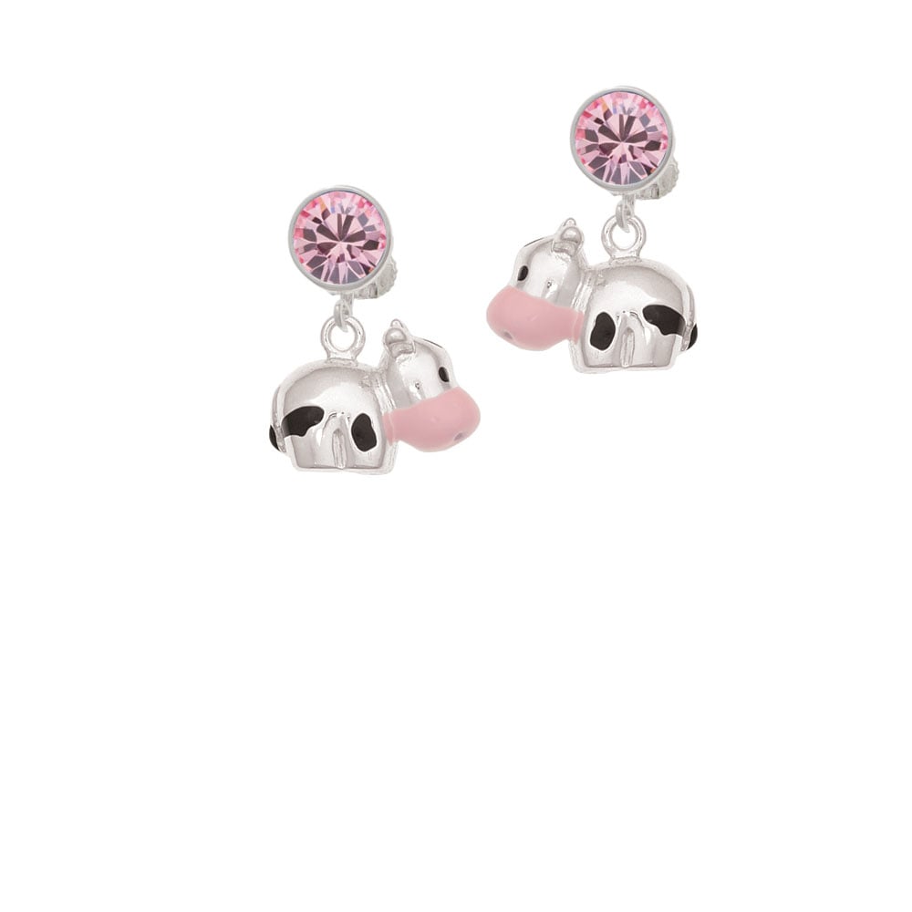 Spotted Cow Crystal Clip On Earrings Image 1