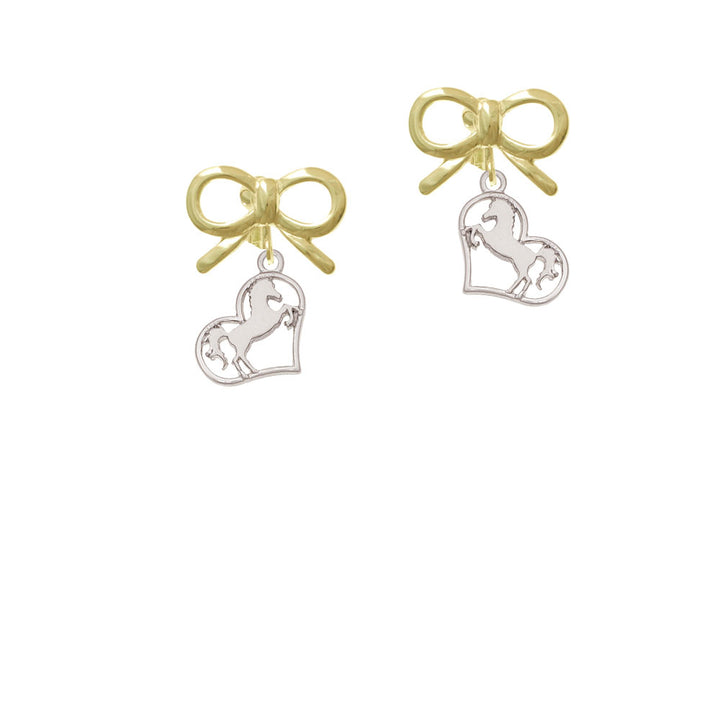 Stallion Silhouette Heart Crystal Clip On Earrings Image 10