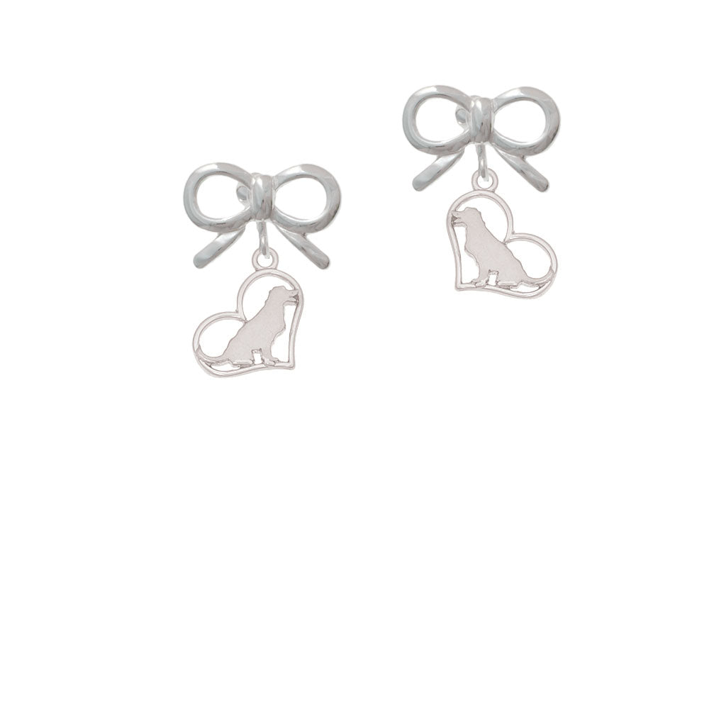 Labrador Silhouette Heart Crystal Clip On Earrings Image 9