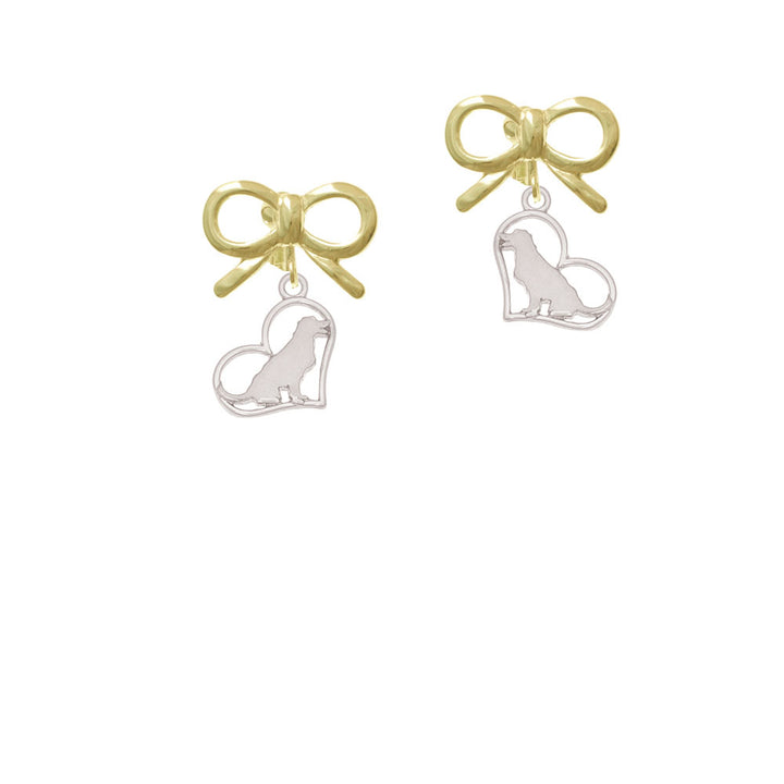 Labrador Silhouette Heart Crystal Clip On Earrings Image 10