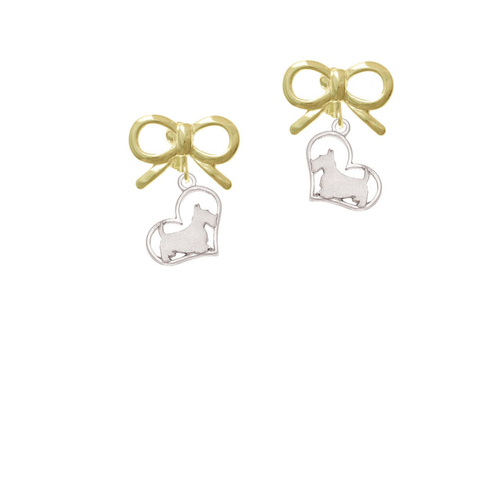 Scottie Dog Silhouette Heart Crystal Clip On Earrings Image 10