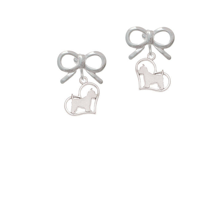 Westie Silhouette Heart Crystal Clip On Earrings Image 9