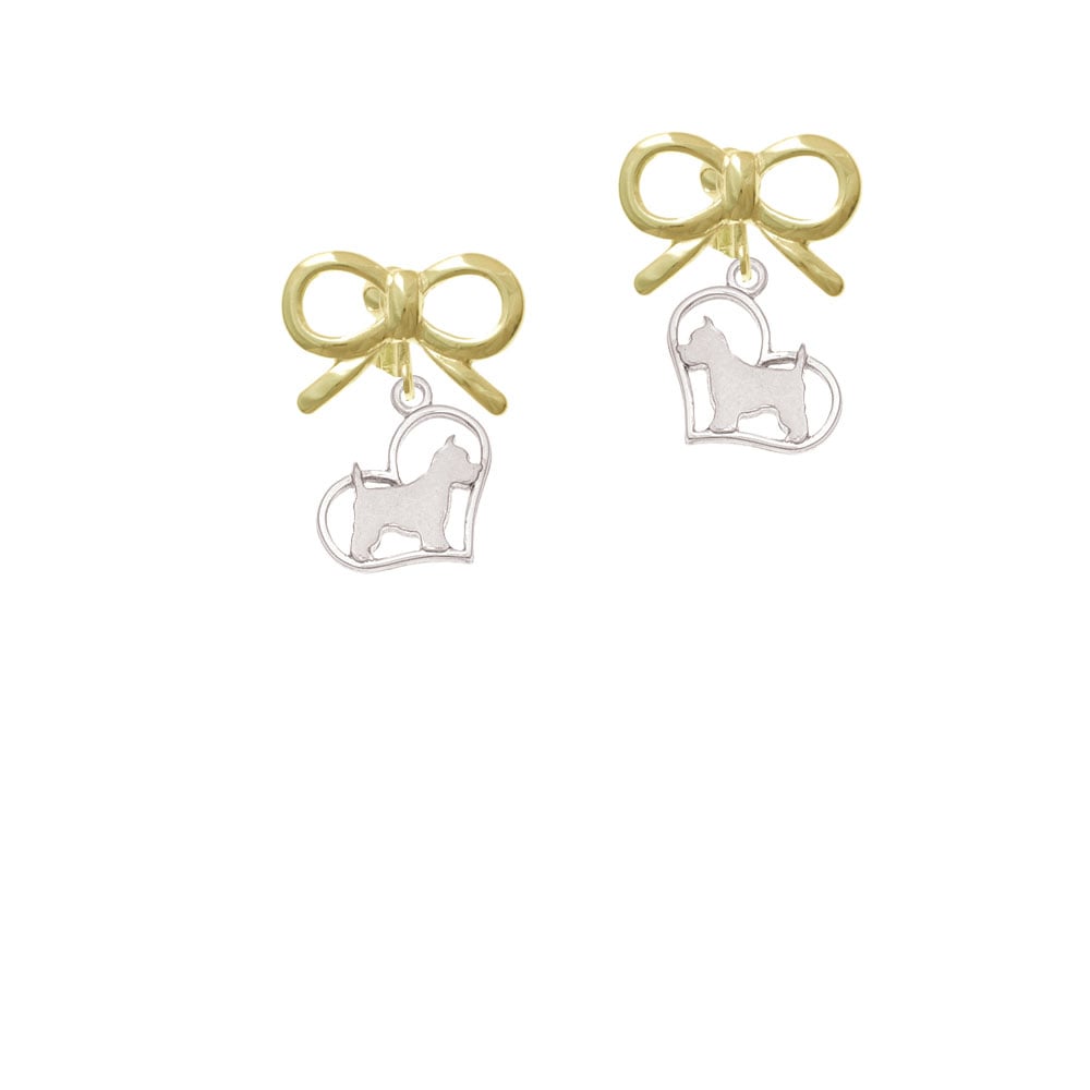 Westie Silhouette Heart Crystal Clip On Earrings Image 10