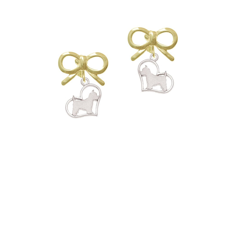 Westie Silhouette Heart Crystal Clip On Earrings Image 10