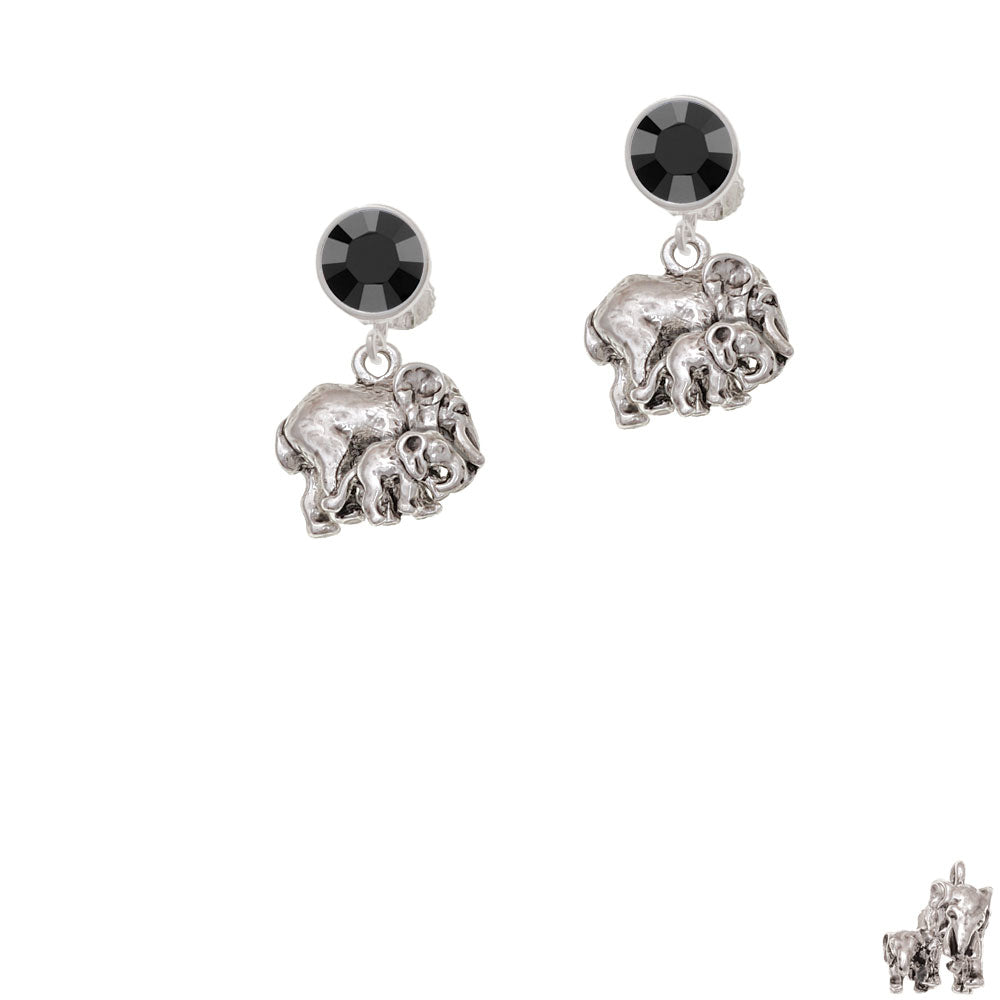 Loved Elephant with Baby Crystal Clip On Earrings Image 3