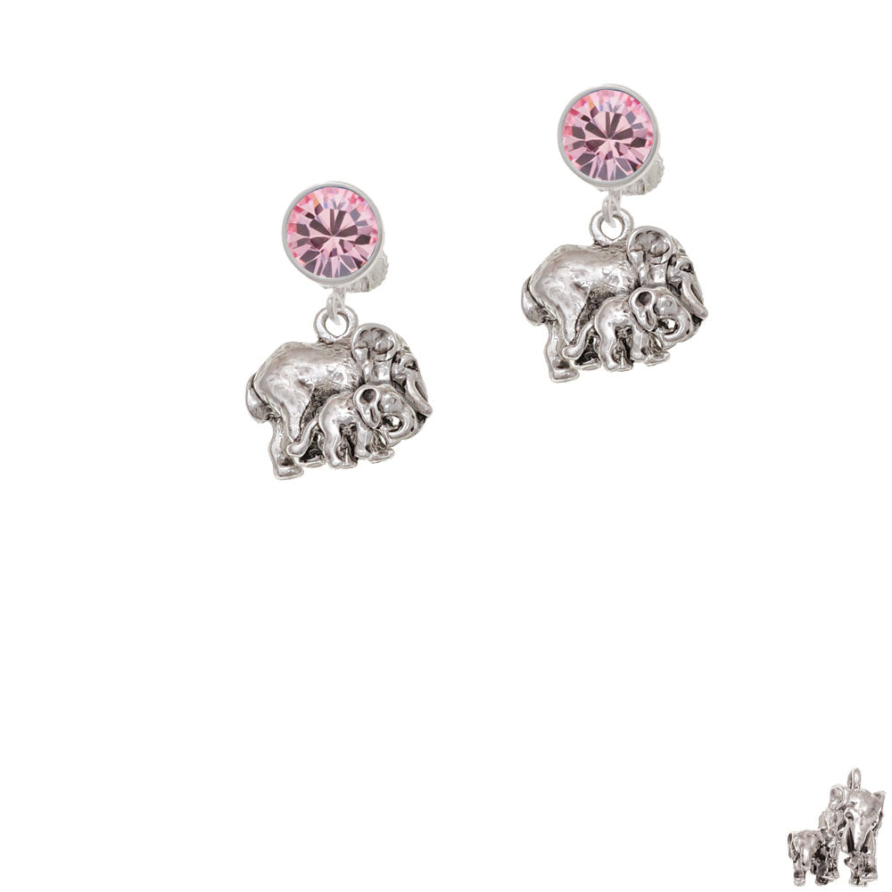 Loved Elephant with Baby Crystal Clip On Earrings Image 4