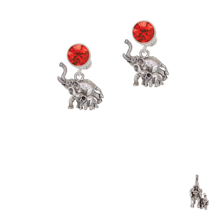 Elephant with Baby Crystal Clip On Earrings Image 4