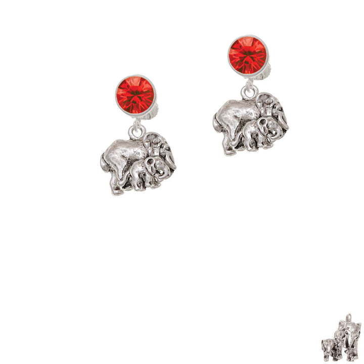 Loved Elephant with Baby Crystal Clip On Earrings Image 4