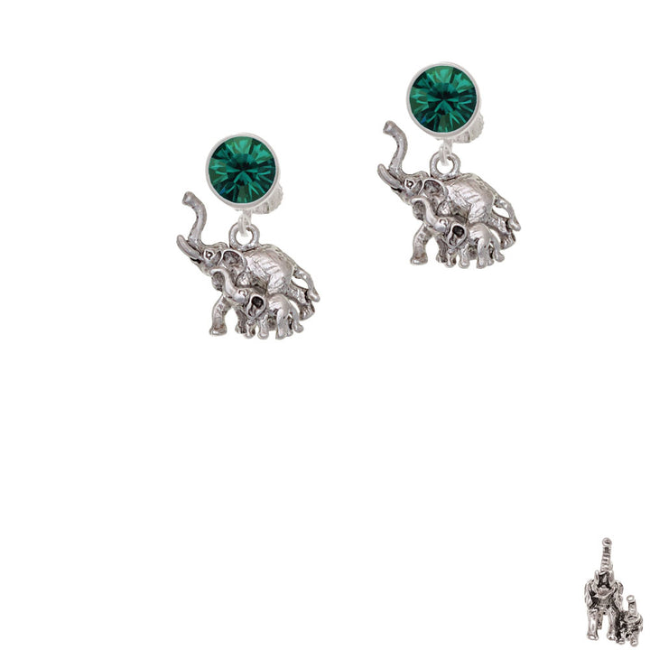 Elephant with Baby Crystal Clip On Earrings Image 6