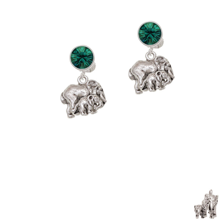 Loved Elephant with Baby Crystal Clip On Earrings Image 6