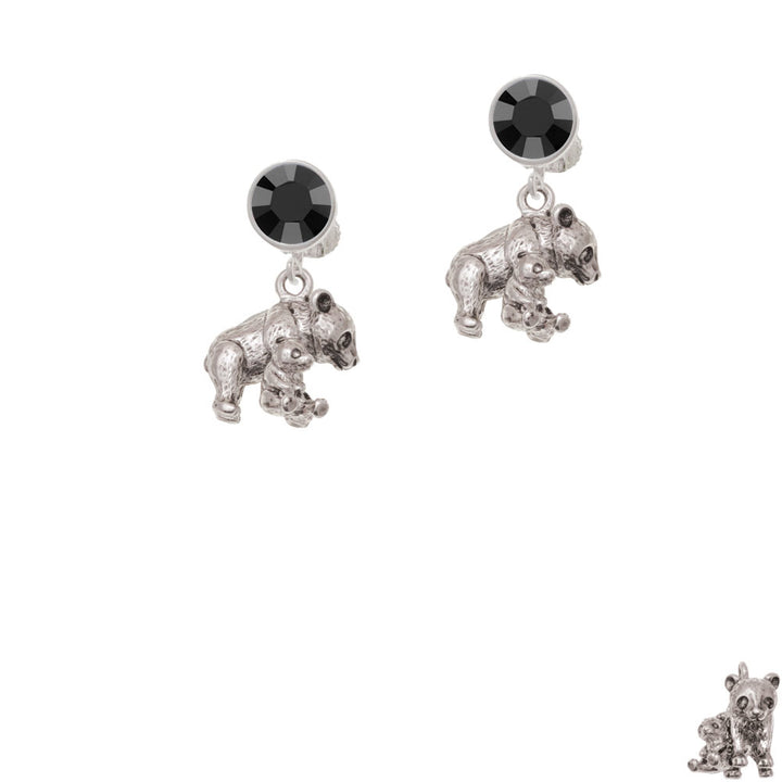 Panda with Baby Crystal Clip On Earrings Image 3