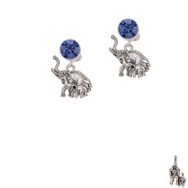 Elephant with Baby Crystal Clip On Earrings Image 7