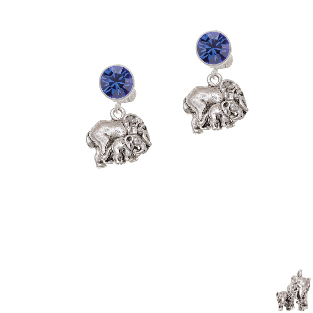 Loved Elephant with Baby Crystal Clip On Earrings Image 7