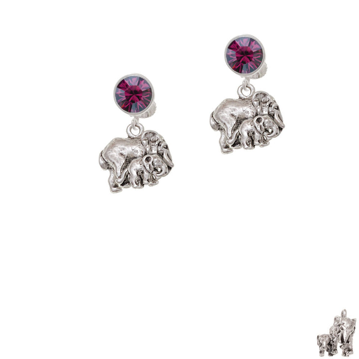 Loved Elephant with Baby Crystal Clip On Earrings Image 8