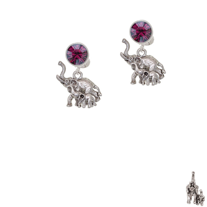 Elephant with Baby Crystal Clip On Earrings Image 8