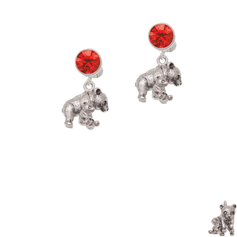 Panda with Baby Crystal Clip On Earrings Image 4