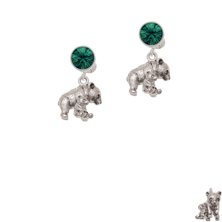 Panda with Baby Crystal Clip On Earrings Image 6