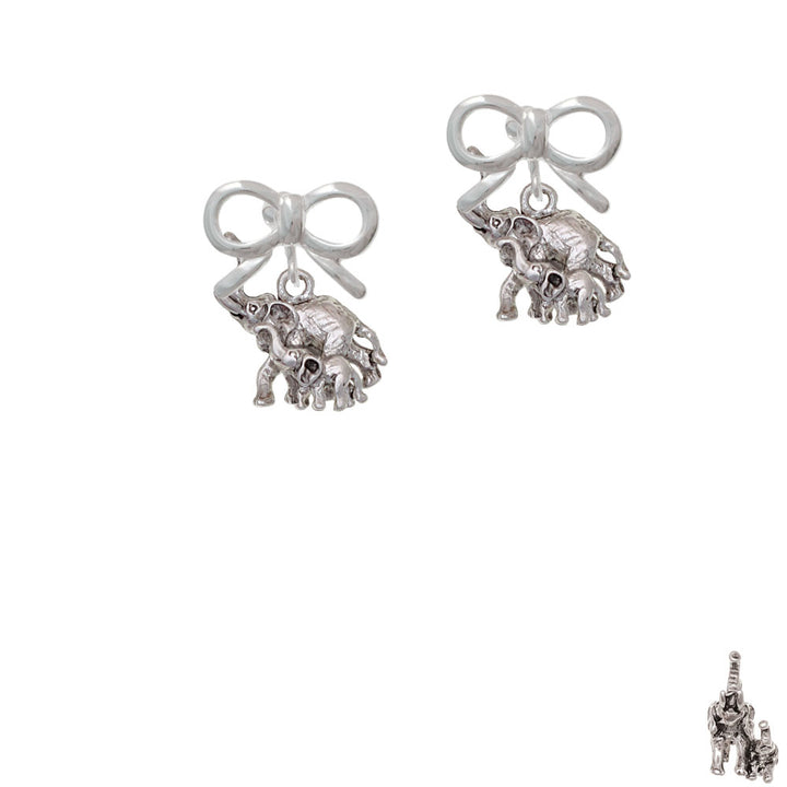 Elephant with Baby Crystal Clip On Earrings Image 9