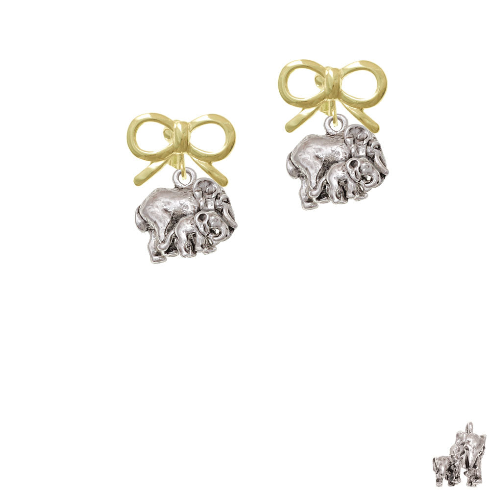 Loved Elephant with Baby Crystal Clip On Earrings Image 10