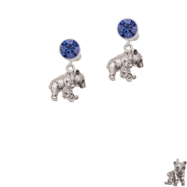 Panda with Baby Crystal Clip On Earrings Image 7