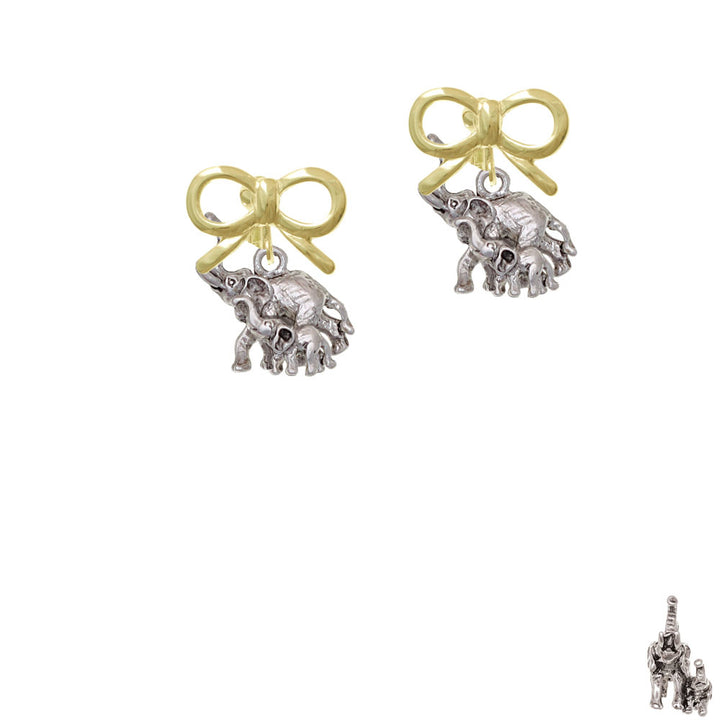 Elephant with Baby Crystal Clip On Earrings Image 10