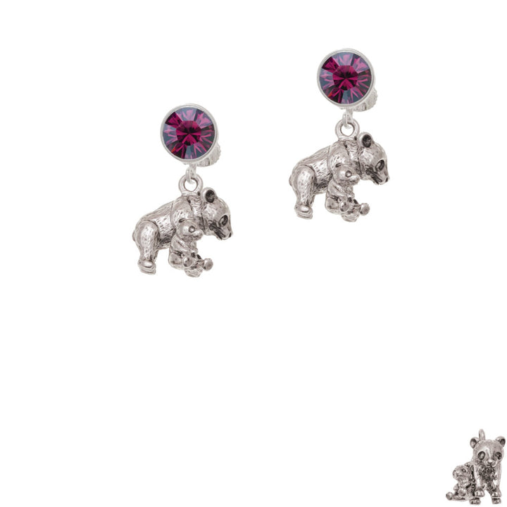 Panda with Baby Crystal Clip On Earrings Image 8