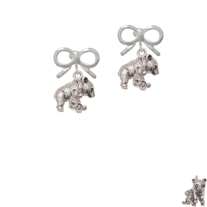 Panda with Baby Crystal Clip On Earrings Image 9