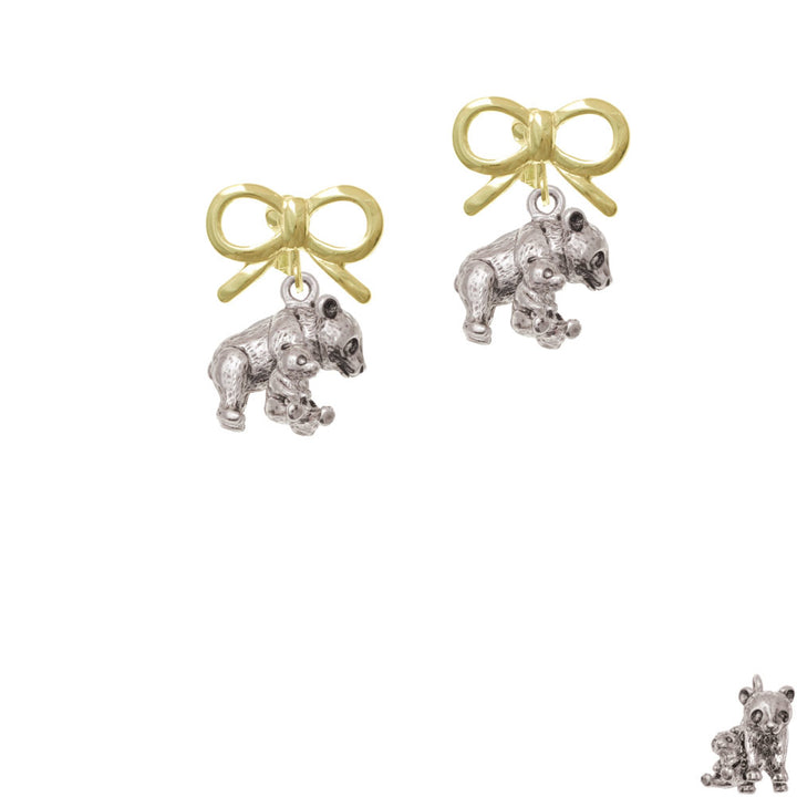 Panda with Baby Crystal Clip On Earrings Image 10