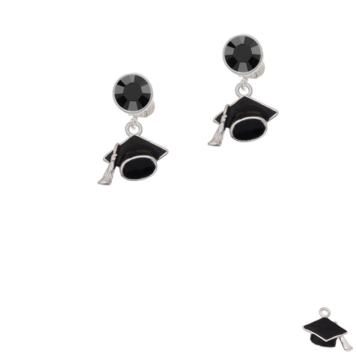 3-D Graduation Hat Crystal Clip On Earrings Image 3