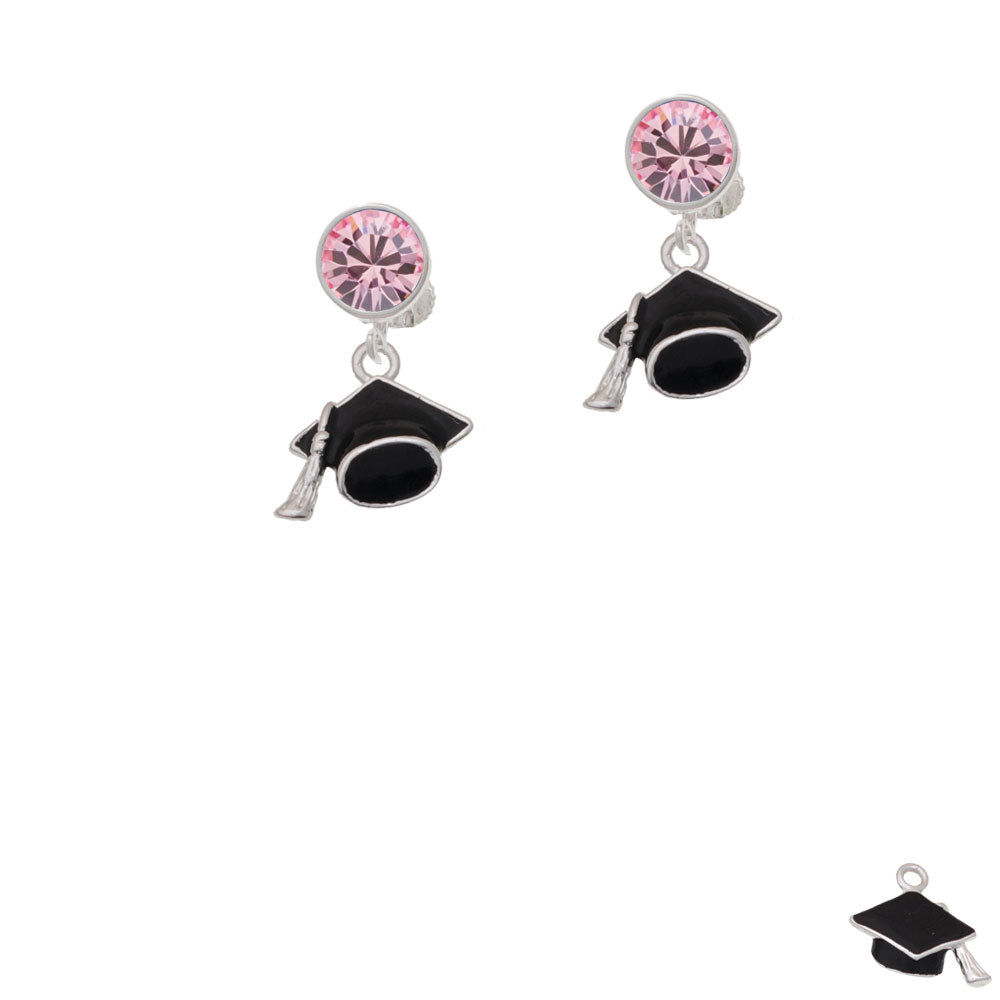 3-D Graduation Hat Crystal Clip On Earrings Image 4