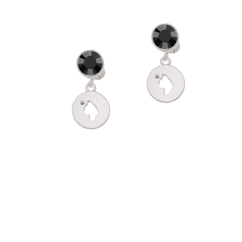 Cat Head Silhouette Crystal Clip On Earrings Image 3