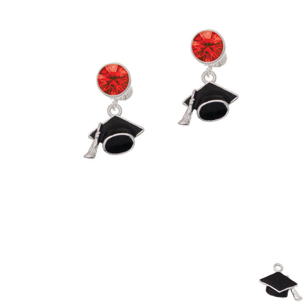 3-D Graduation Hat Crystal Clip On Earrings Image 4